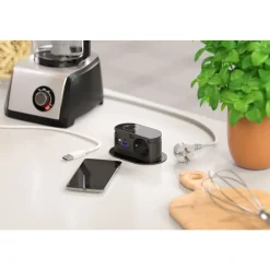 Bloc multiprise escamotable 1 prise + 2 chargeurs USB A+C Piccolino QI SYNERCIA