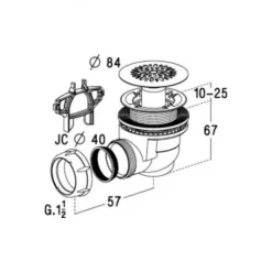 Bonde de douche à grille inox 60 mm pour receveur en grès NICOLL