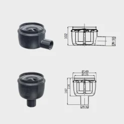 Bonde de douche à l'italienne 150 x 150 mm ajustable sortie horizontale ACO
