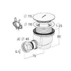 Bonde de douche 90 mm avec capot ABS chromé - sortie horizontale NICOLL