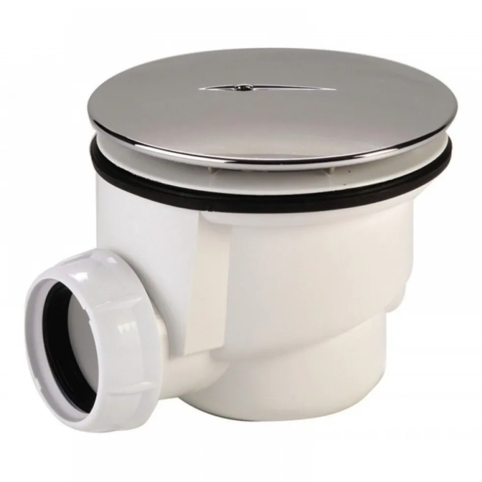 Bonde de douche 90 mm avec capot ABS chromé - sortie horizontale NICOLL