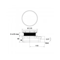 Bonde de douche ultra-plate pour receveur 90 mm x 48 mm - Smart Bonde VALENTIN