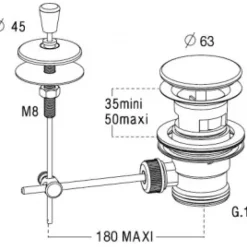 Bonde de lavabo à clapet plastique -en polypropylène NICOLL