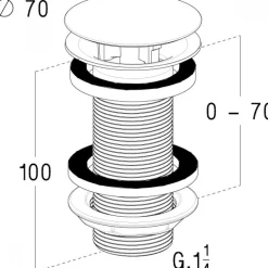 Bonde de lavabo à écoulement libre à clapet laiton Ø70 mm NICOLL