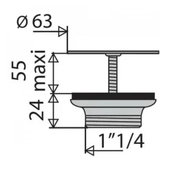 Bonde de lavabo - laiton - 33x42 - grille inox VALENTIN