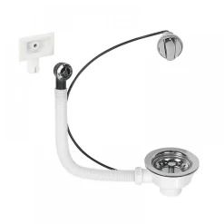 Bonde d'évier 1 bac diamètre 90 mm à commande automatique et trop plein WIRQUIN PRO