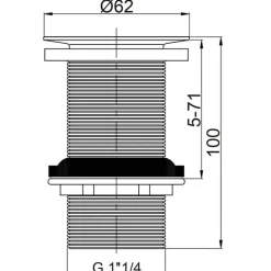 Bonde lavabo à clapet en laiton - Hauteur 100mm WIRQUIN PRO