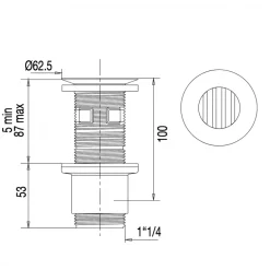 Bonde universelle à écoulement libre recoupable pour lavabo VALENTIN