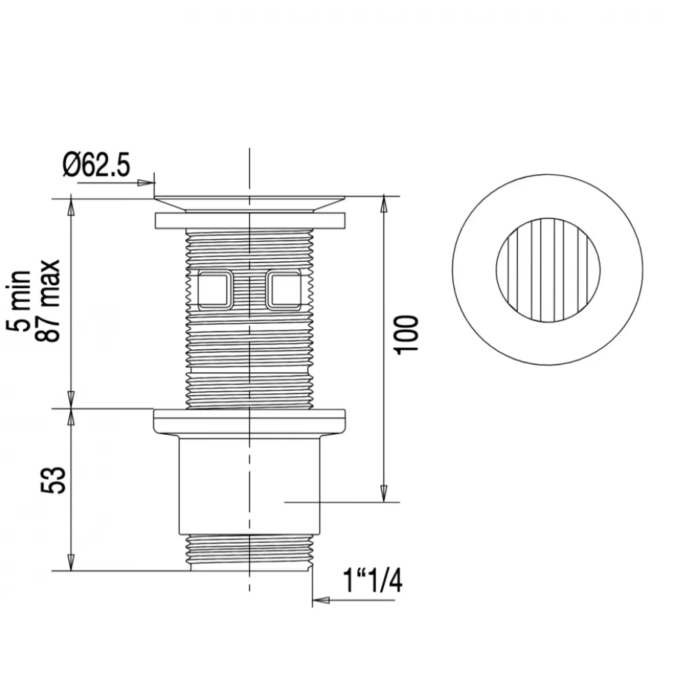 Bonde universelle à écoulement libre recoupable pour lavabo VALENTIN