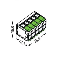 Borne de connexion universelle à leviers 10x4mm² - boîte de 15 - Green 221-430 WAGO