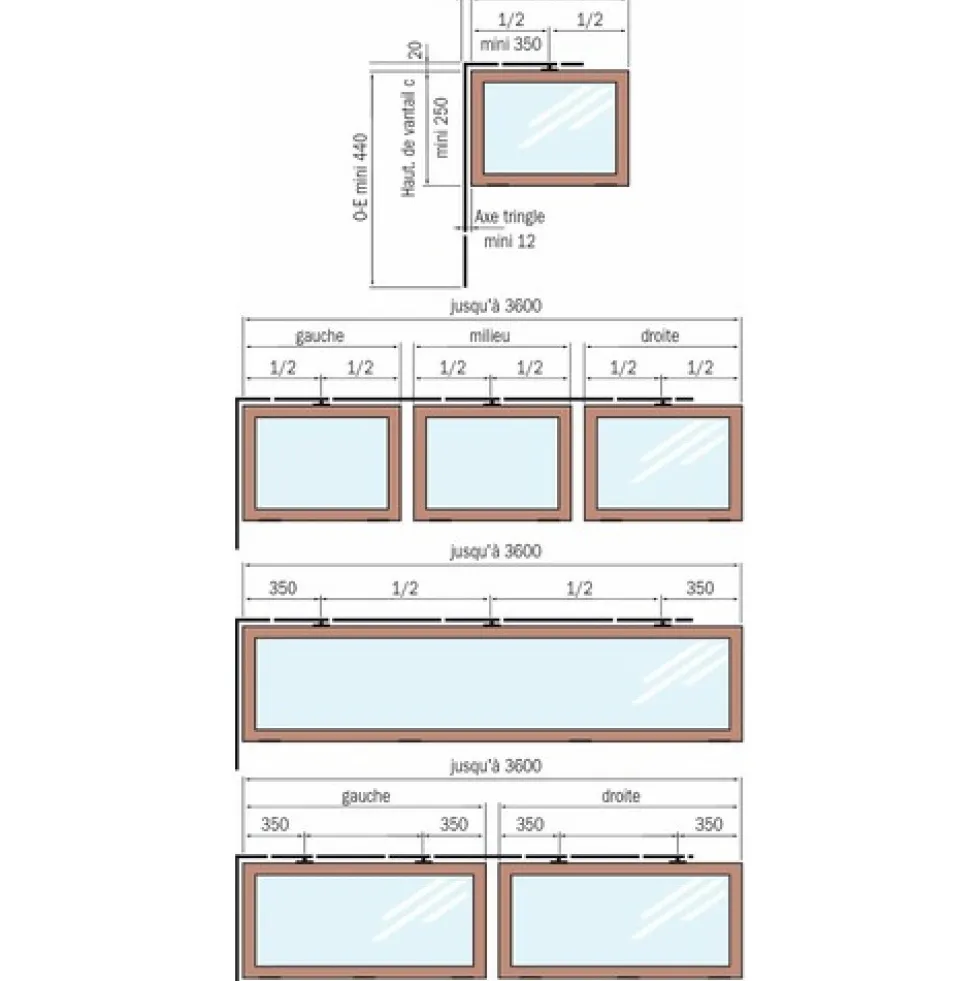 Boîte de base - pour ferme-imposte extra-plat Ventus F 200 FERCO