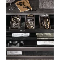 Boîte de rangement en simili-cuir moka multi-compartiments Excessories SALICE