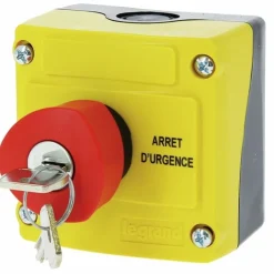 Boîte équipée avec 1 bouton "coup de poing" à clé LEGRAND