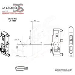 Boîtier DS8355 Serinox - pour têtière Serinox 3 points DS8406 LA CROISÉE DS