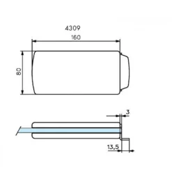 Boîtier gâche de miroiterie - chromé mat - Lagune 4309 ASSA ABLOY