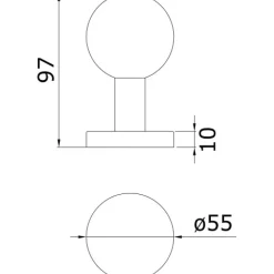 Bouton boule fixe sur rosace en inox 304 - diamètre 55 mm BRICOZOR