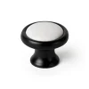 Bouton de meuble en acier et porcelaine noir mat et blanc CS 220691 Interges