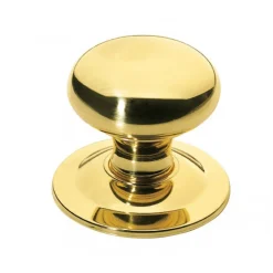 Bouton de porte rond en laiton poli verni CADAP