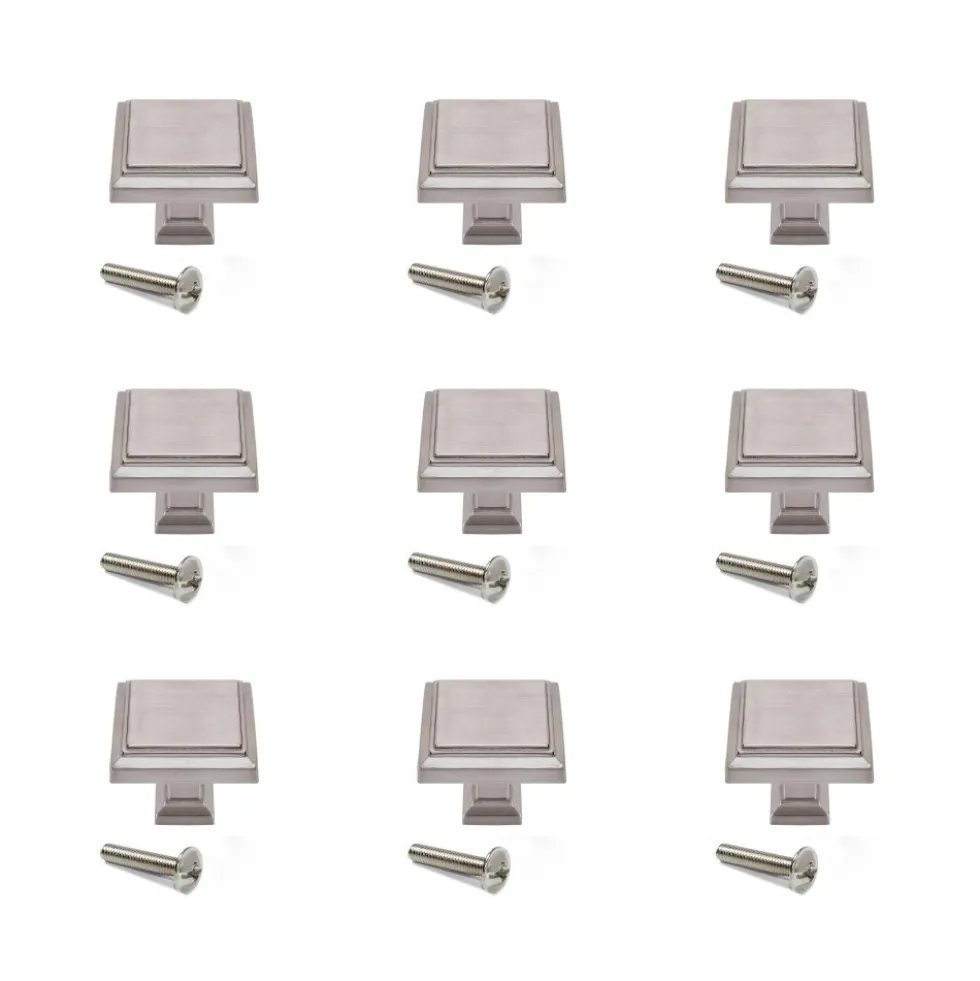 Boutons de meuble carrés en zamak Ceuta - 31,5 x 31,5 mm - par 10 EMUCA