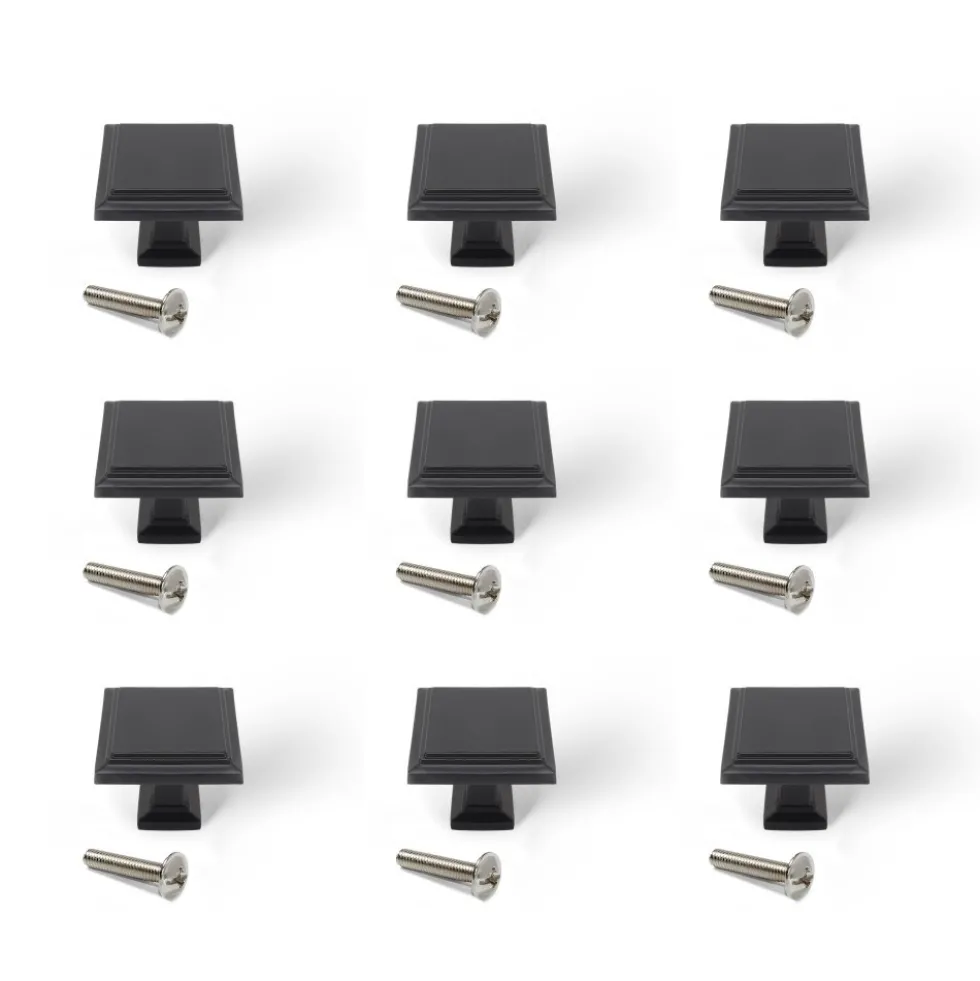 Boutons de meuble carrés en zamak Ceuta - 31,5 x 31,5 mm - par 10 EMUCA