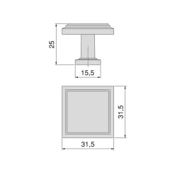 Boutons de meuble carrés en zamak Ceuta - 31,5 x 31,5 mm - par 10 EMUCA