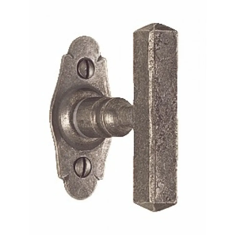 Bouton sur platine Bellac fer cémenté patiné BOUVET