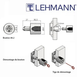Bouton tournant - pour serrures à cylindre Z 23 - 44.2 LEHMANN