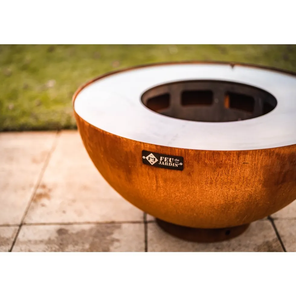 Brasero barbecue plancha boule Oxy - diametre 100 cm + grille FEU DU JARDIN