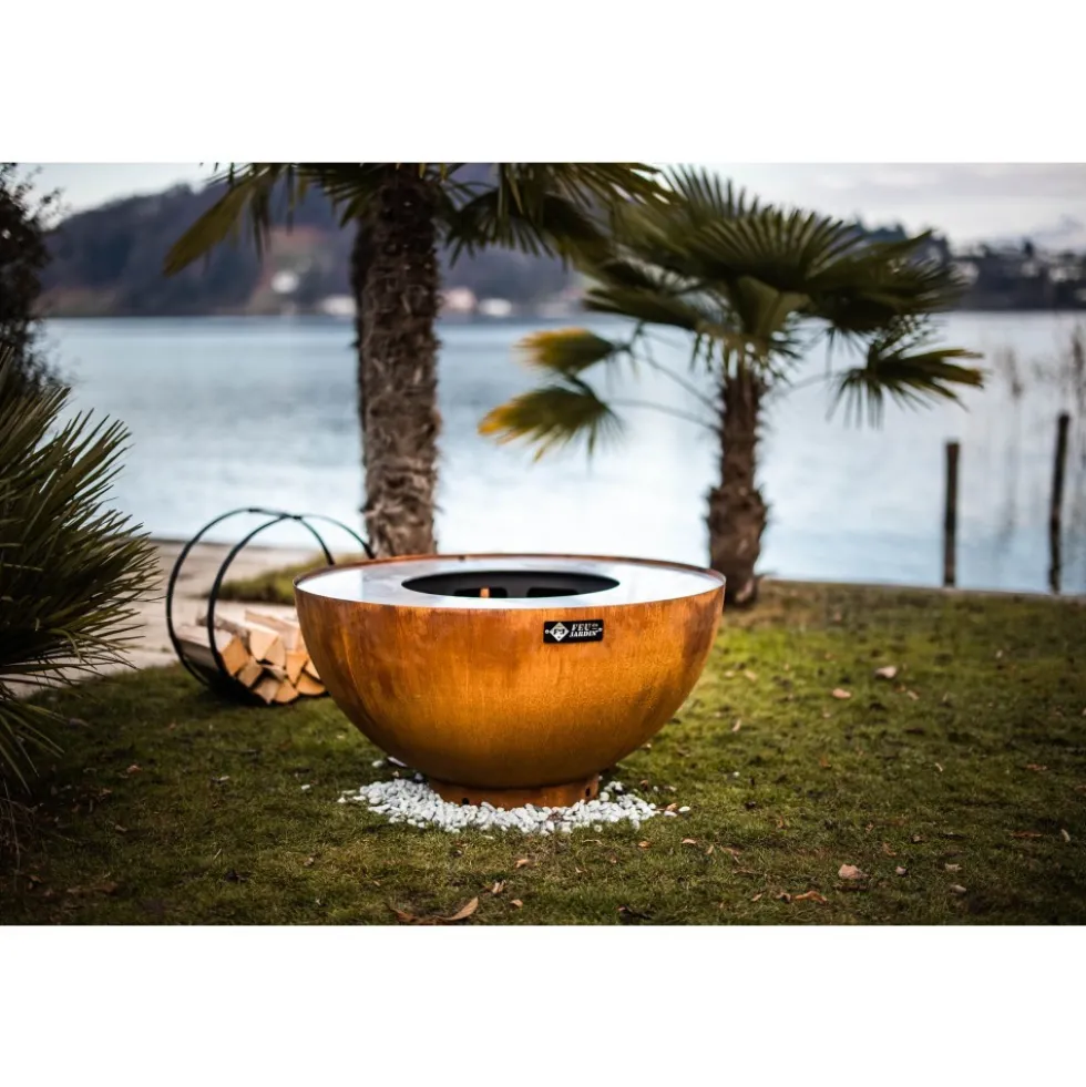 Brasero barbecue plancha boule Oxy - diametre 100 cm + grille FEU DU JARDIN