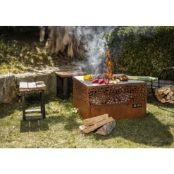 Brasero plancha d'extérieur - CUBE 750 - Oxyde FEU DU JARDIN