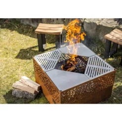 Brasero plancha d'extérieur - CUBE 750 - Oxyde FEU DU JARDIN