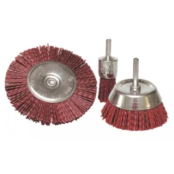 3 brosses pinceau/circulaire/conique - fil nylon - grain 80 LEMAN