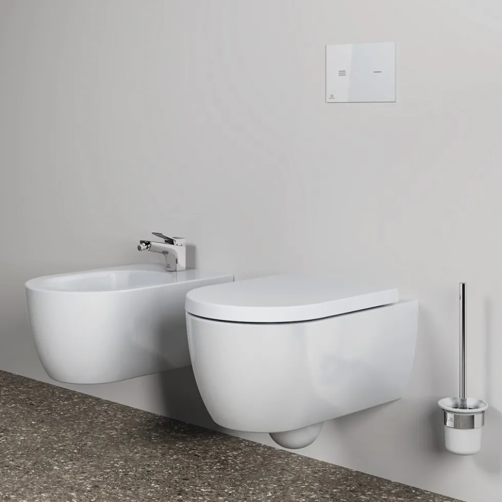Brosse WC suspendue et porte-brosse rond - Conca IDEAL STANDARD
