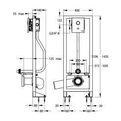 Bâti-support WC autoportant pour cuvette sans bride - P7200 XL N PRESTO