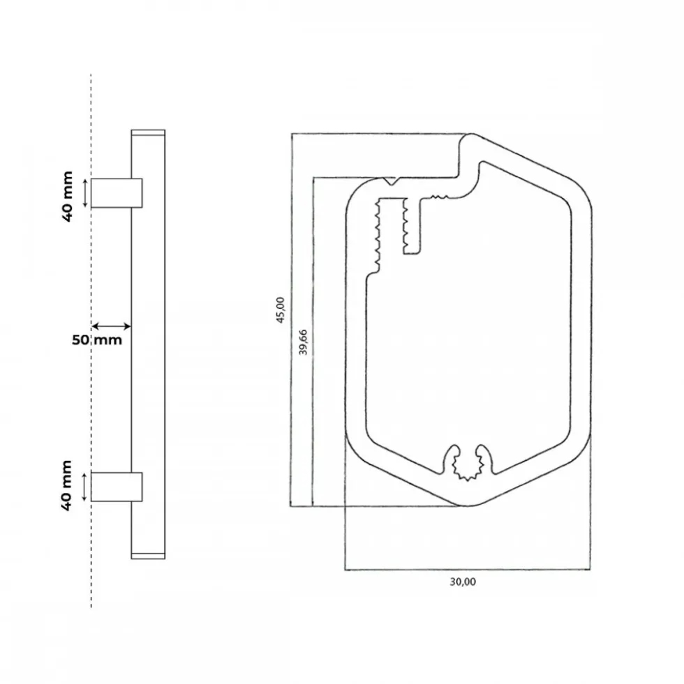 Bâton maréchal Phare en aluminium laqué noir mat 9005 - adaptable Atrius