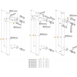 Bâtons de maréchal Bar-I en inox pour portail angle 60° - Quickfix LOCINOX