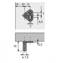Butée de verrouillage à visser pour serrure espagnolette Z23 HETTICH