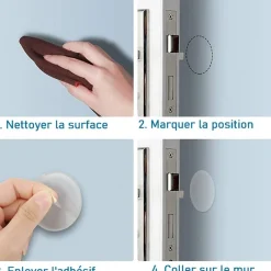 Butoir à coller ou visser en plastique blanc adhésif - Pouf - Ø40 mm Interges
