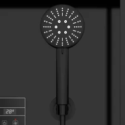 Cabine de douche balnéo noire 115 x 90 cm - porte coulissante - Aura AURLANE