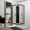 Cabine de douche 1/4 rond 85 cm noir mat Pepper 3 - portes coulissantes AURLANE