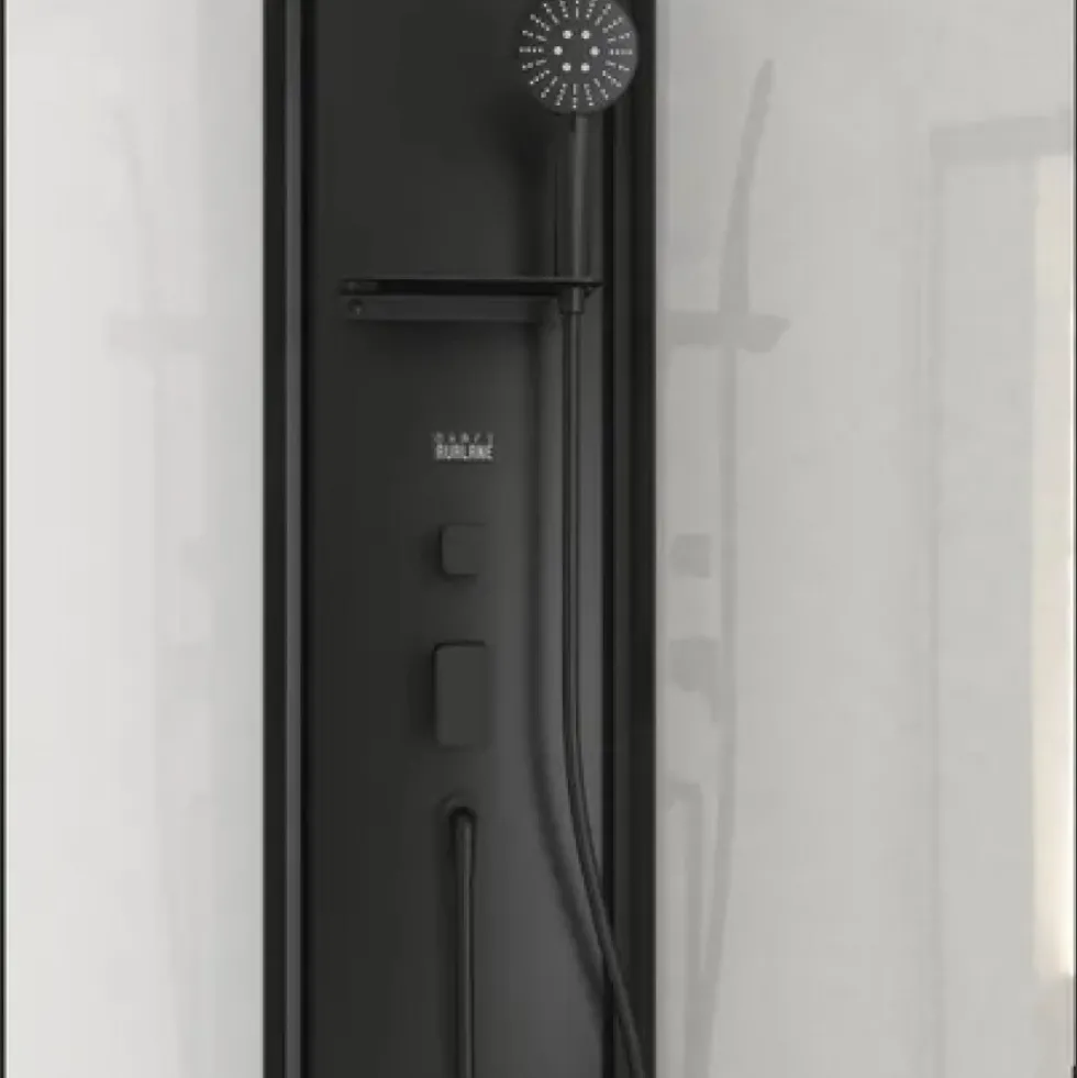 Cabine de douche 1/4 rond 85 cm noir mat Pepper 3 - portes coulissantes AURLANE