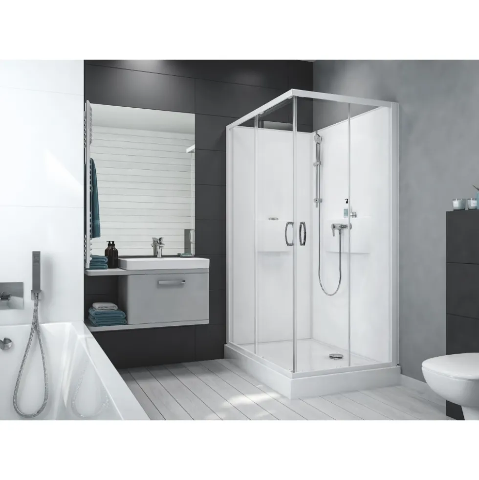 Cabine de douche 100x80 cm - accès d'angle - Izibox 2 LEDA