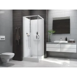 Cabine de douche 90x90 cm Izibox 2 - accès d'angle portes coulissantes LEDA