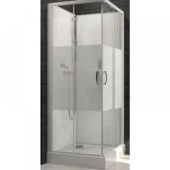 Cabine de douche 90x90 cm Izibox 2 - accès d'angle portes coulissantes LEDA