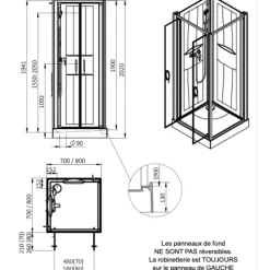 Cabine de douche 80x80 cm Izibox 2 - accès de face portes battantes LEDA
