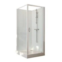 Cabine de douche 80x80 cm Iziglass 2 - porte pivotante - mitigeur thermostatique LEDA