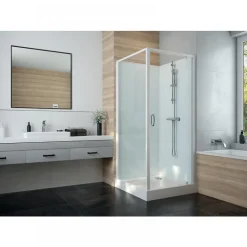 Cabine de douche 70x70 cm Iziglass 2 - accès de face porte pivotante LEDA