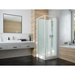 Cabine de douche 70x70 cm Iziglass 2 - accès de face portes battantes LEDA