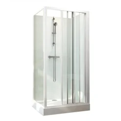 Cabine de douche 100x80 cm Iziglass 2 - accès face 3 portes coulissantes LEDA