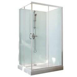 Cabine de douche 120x80 cm Iziglass 2 - accès d'angle portes coulissantes LEDA